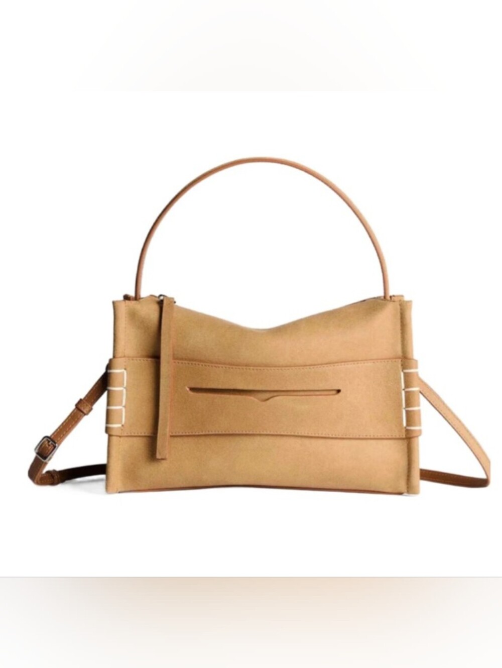 JW Anderson Small Loafer Bag Waxed Tan Gold Suede